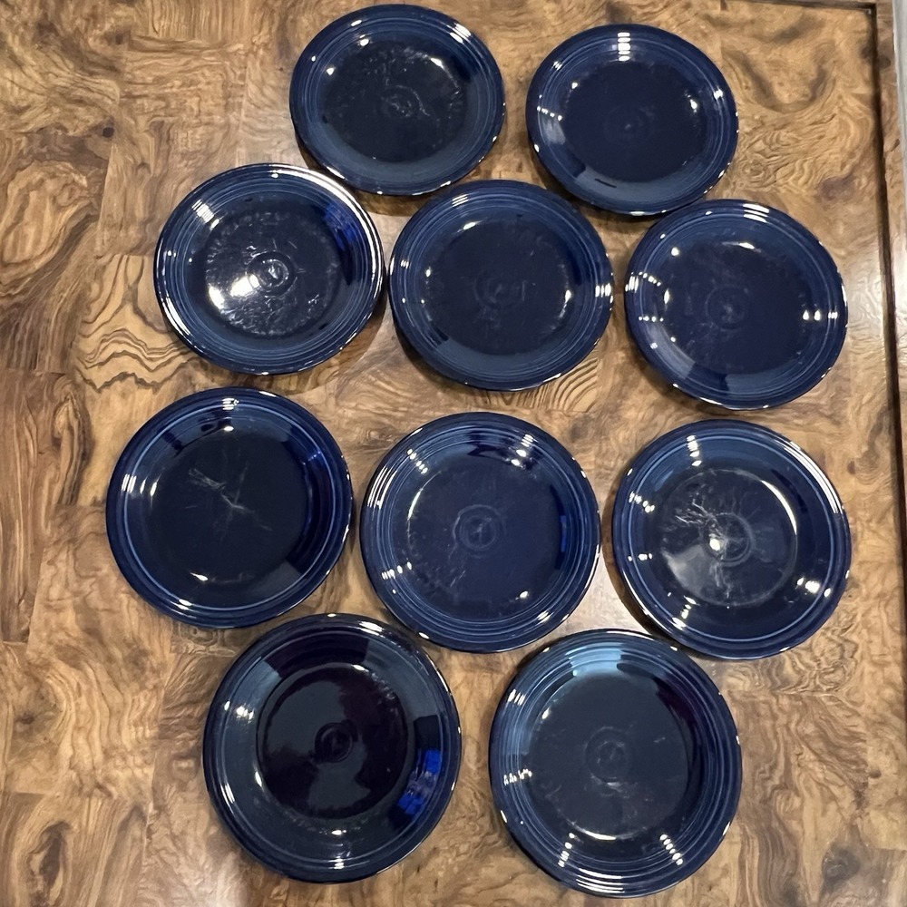 Vintage Fiestaware Cobalt Blue 10.5" Dinner Plates Set of 10 USA Retired‎ Color